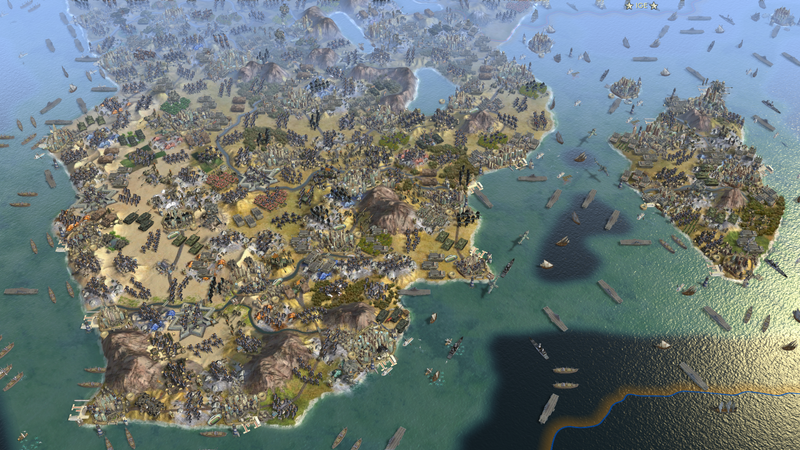Illustration for article titled What A 61-Player Civilization V Map Looks Like Without The UI
